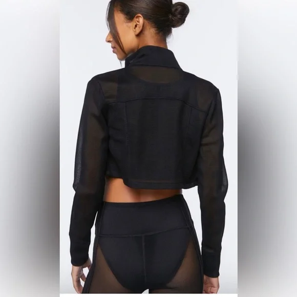 Forever21 Active Mesh Zip-Up Cropped Jacket - Picture 3 of 4
